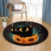 Little Black Cat Round Carpet Floor Rug Living Room Bedroom Decor Round Area Rug Carpet