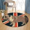 Little Bulldog Round Carpet Floor Rug Living Room Bedroom Decor Round Area Rug Carpet