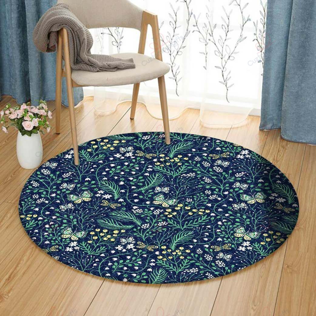 Little Butterflies And Flowers Round Carpet Floor Rug Living Room Bedroom Decor Round Area Rug Carpet Little Butterflies And Flowers Round Carpet Floor Rug Living Room Bedroom Decor Round Area Rug Carpet