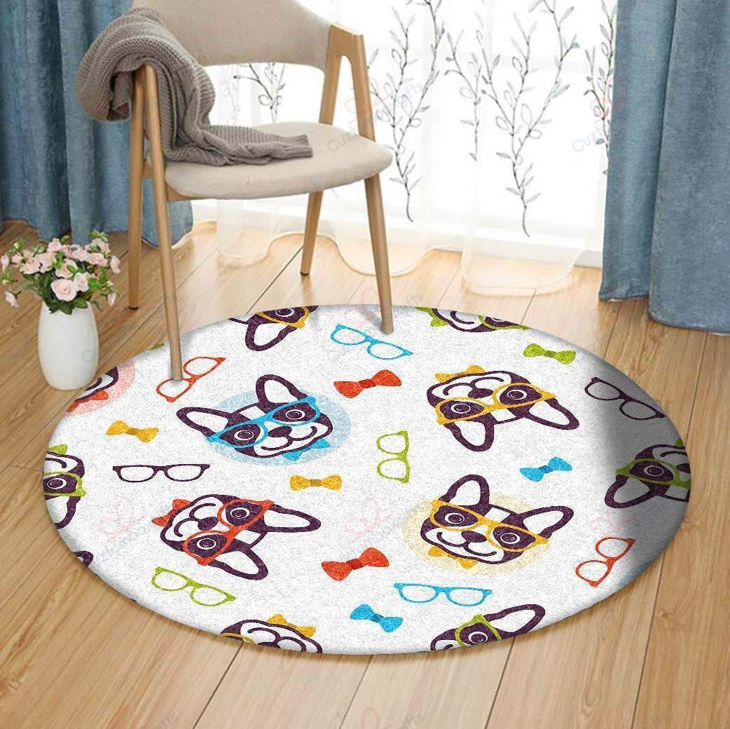 Little French Bulldog Round Carpet Floor Rug Living Room Bedroom Decor Round Area Rug Carpet Little French Bulldog Round Carpet Floor Rug Living Room Bedroom Decor Round Area Rug Carpet