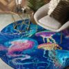 Little Jellyfishs Round Carpet Floor Rug Living Room Bedroom Decor Round Area Rug Carpet