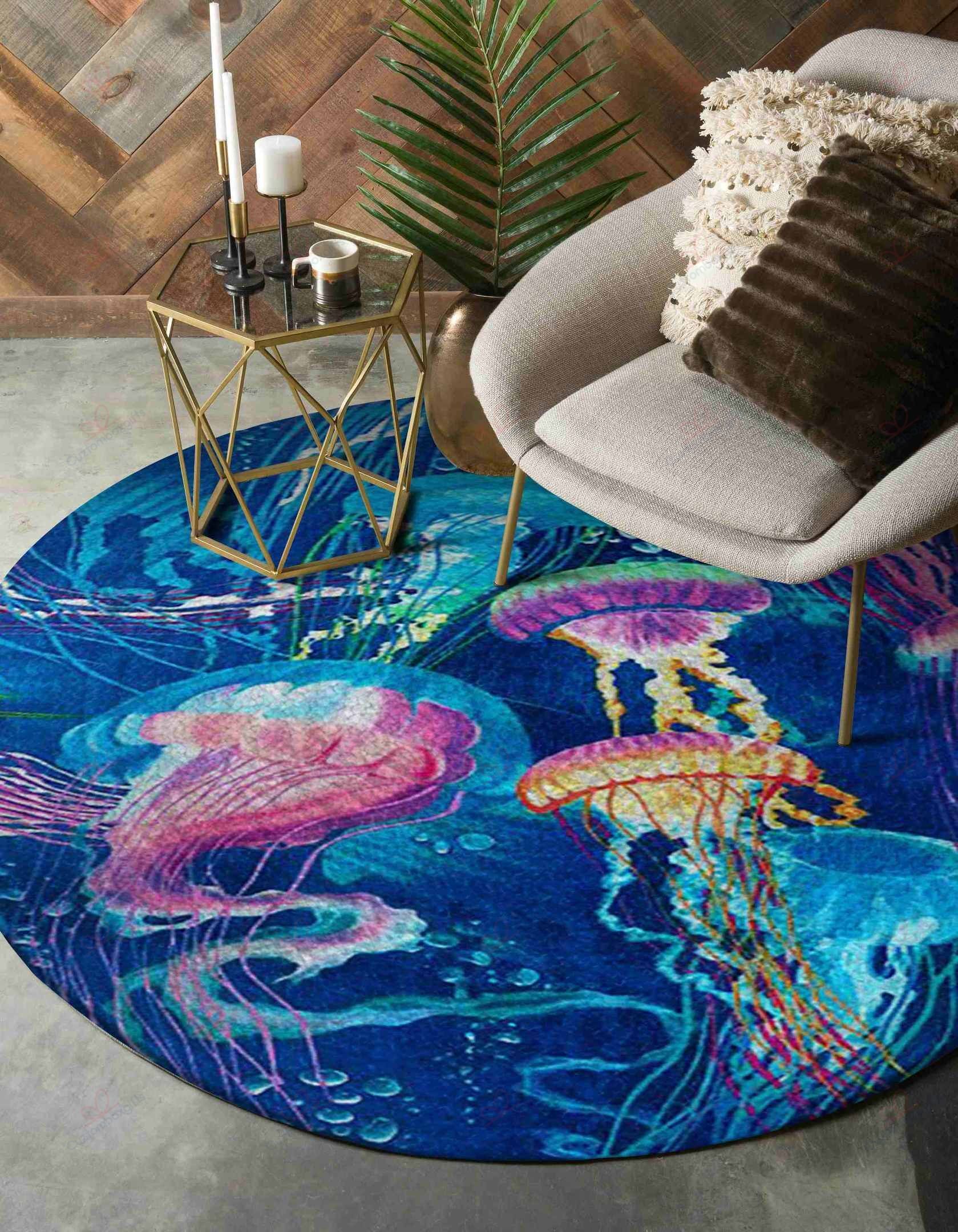 Little Jellyfishs Round Carpet Floor Rug Living Room Bedroom Decor Round Area Rug Carpet Little Jellyfishs Round Carpet Floor Rug Living Room Bedroom Decor Round Area Rug Carpet