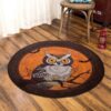 Little Owl In Night Round Carpet Floor Rug Living Room Bedroom Decor Round Area Rug Carpet