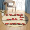 Little Red Birds Round Carpet Floor Rug Living Room Bedroom Decor Round Area Rug Carpet