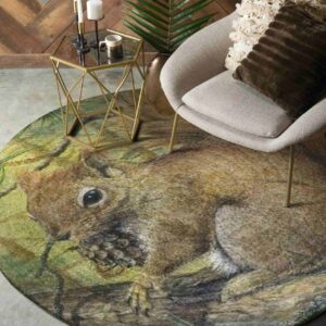 Little Squirrel Round Carpet Floor Rug Living Room Bedroom Decor Round Area Rug Carpet
