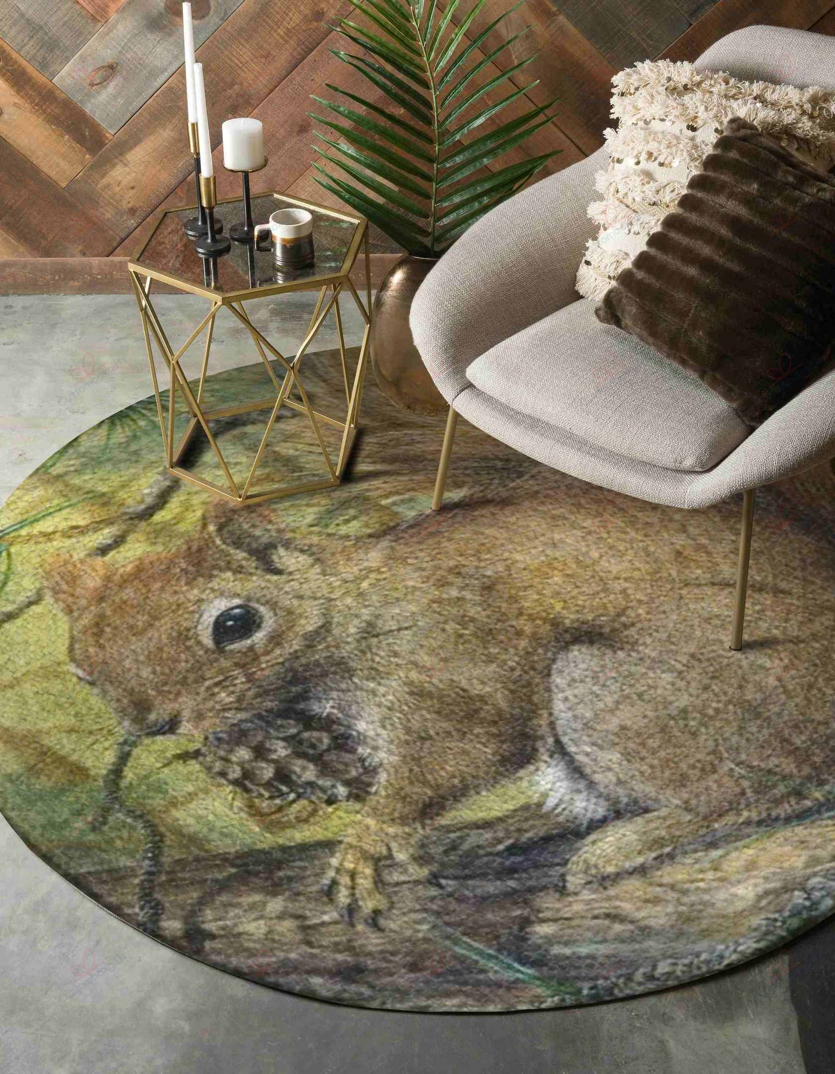 Little Squirrel Round Carpet Floor Rug Living Room Bedroom Decor Round Area Rug Carpet Little Squirrel Round Carpet Floor Rug Living Room Bedroom Decor Round Area Rug Carpet
