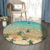 Little Turtle And Sea Round Carpet Floor Rug Living Room Bedroom Decor Round Area Rug Carpet