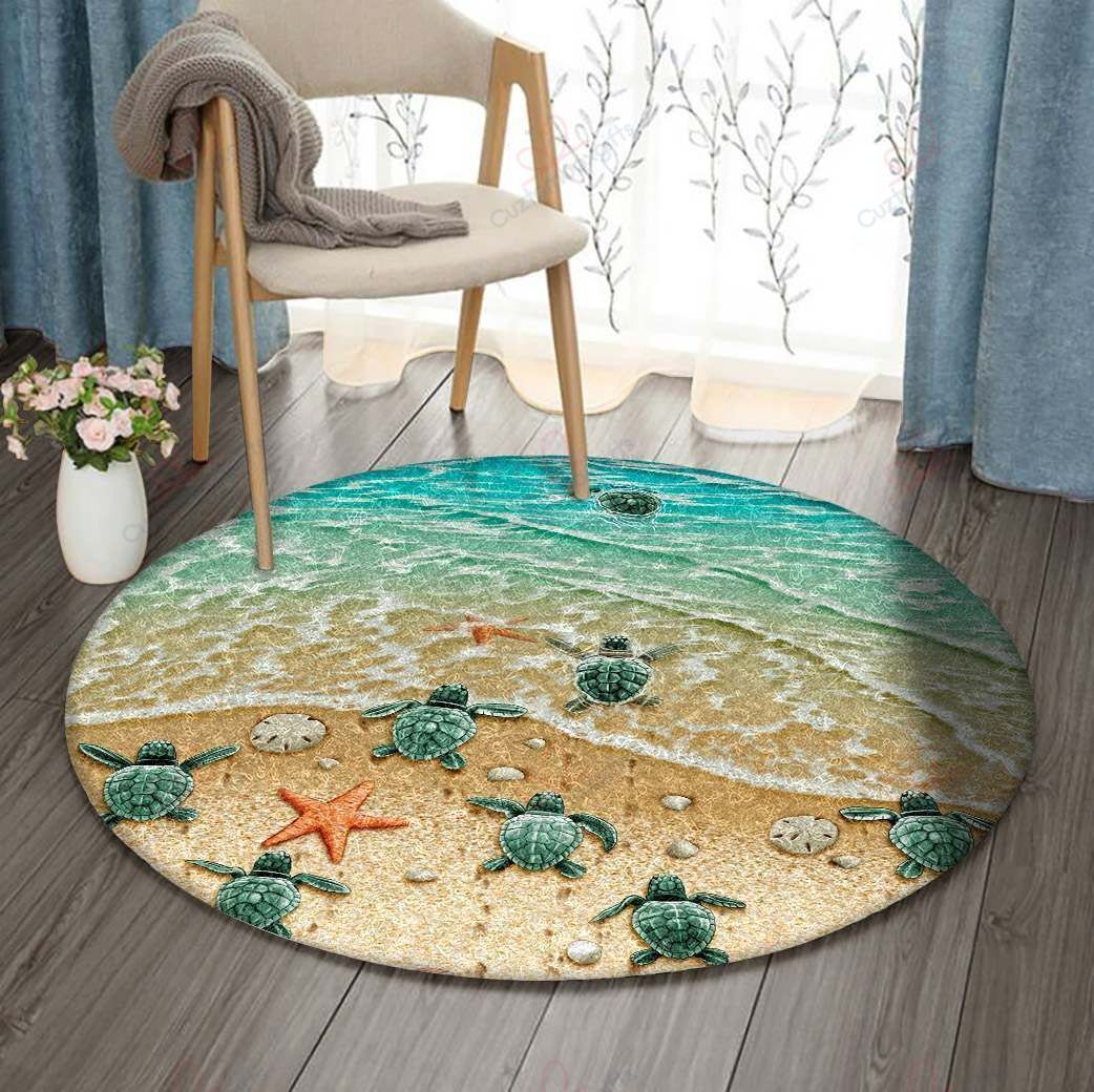Little Turtle And Sea Round Carpet Floor Rug Living Room Bedroom Decor Round Area Rug Carpet Little Turtle And Sea Round Carpet Floor Rug Living Room Bedroom Decor Round Area Rug Carpet