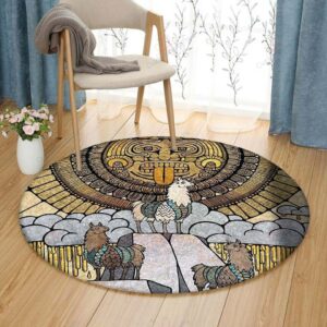 Llamas Round Carpet Floor Rug Living Room Bedroom Decor Round Area Rug Carpet