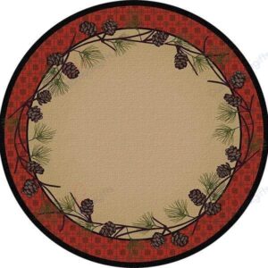 Lodge Pinecone Round Carpet Floor Rug Living Room Bedroom Decor Round Area Rug Carpet