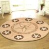 Lone Star Round Carpet Floor Rug Living Room Bedroom Decor Round Area Rug Carpet