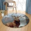 Lonely Deer Round Carpet Floor Rug Living Room Bedroom Decor Round Area Rug Carpet