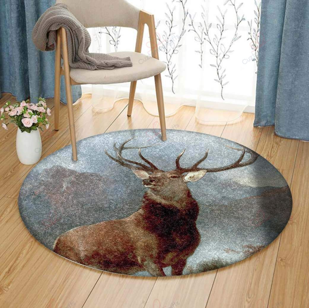 Lonely Deer Round Carpet Floor Rug Living Room Bedroom Decor Round Area Rug Carpet Lonely Deer Round Carpet Floor Rug Living Room Bedroom Decor Round Area Rug Carpet