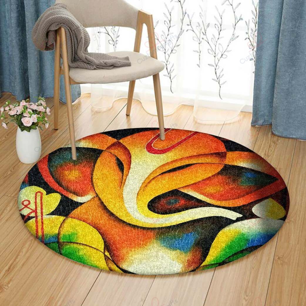Lord Ganesha Round Carpet Floor Rug Living Room Bedroom Decor Round Area Rug Carpet Lord Ganesha Round Carpet Floor Rug Living Room Bedroom Decor Round Area Rug Carpet