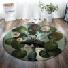Lotus And Cat Round Carpet Floor Rug Living Room Bedroom Decor Round Area Rug Carpet