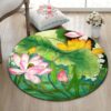 Lotus Flower Round Carpet Floor Rug Living Room Bedroom Decor Round Area Rug Carpet
