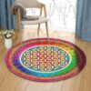 Lotus Flower Mandala Round Carpet Floor Rug Living Room Bedroom Decor Round Area Rug Carpet