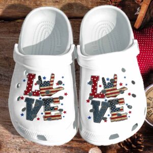 Love America Usa Flag Shoes Crocs Clog For 4Th Of July – Love Peace Shoes For Men Women