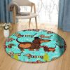 Love Dachshund Round Carpet Floor Rug Living Room Bedroom Decor Round Area Rug Carpet