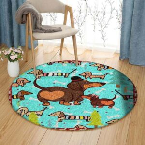 Love Dachshund Round Carpet Floor Rug Living Room Bedroom Decor Round Area Rug Carpet