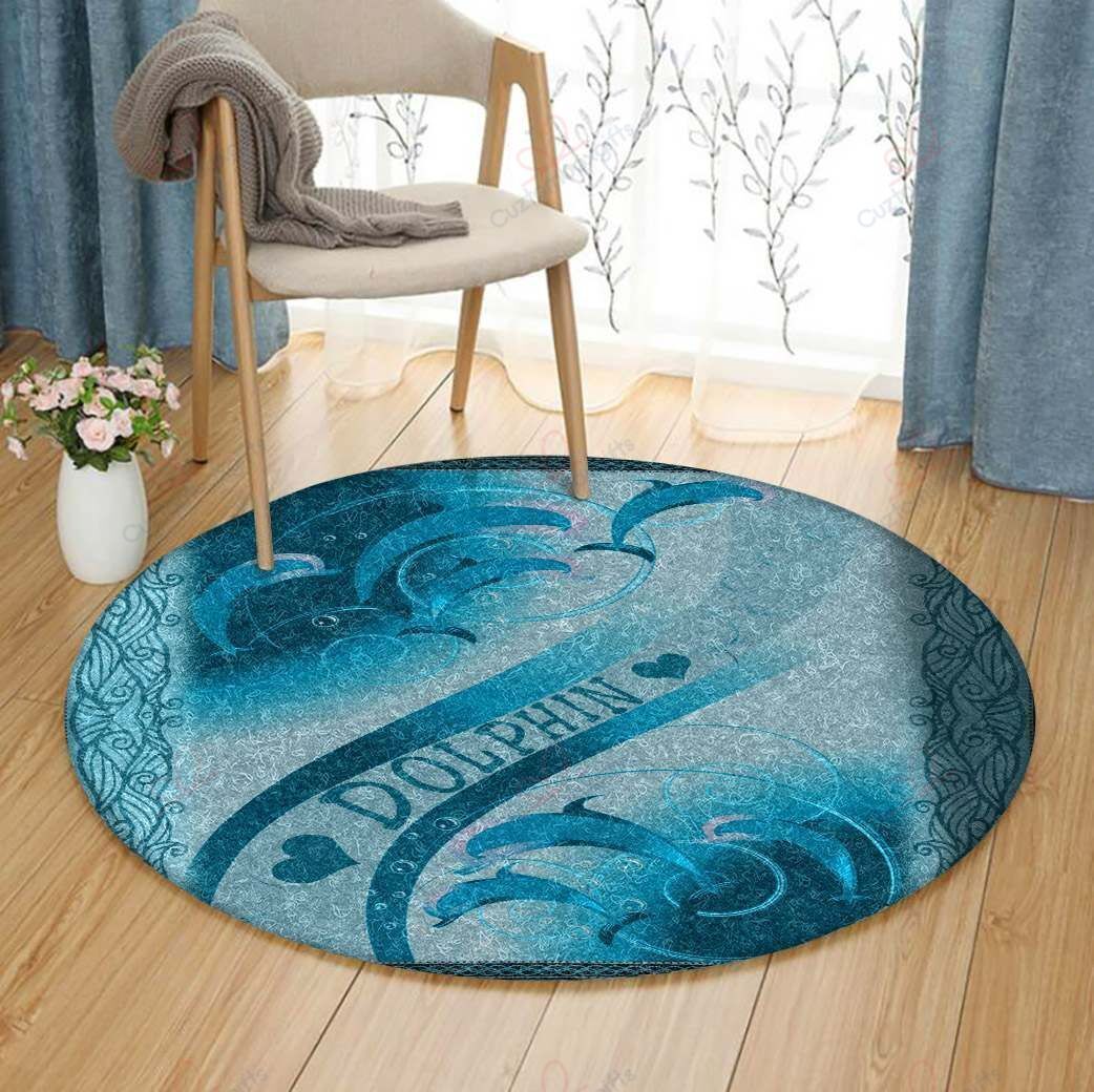 Love Dolphin Round Carpet Floor Rug Living Room Bedroom Decor Round Area Rug Carpet Love Dolphin Round Carpet Floor Rug Living Room Bedroom Decor Round Area Rug Carpet