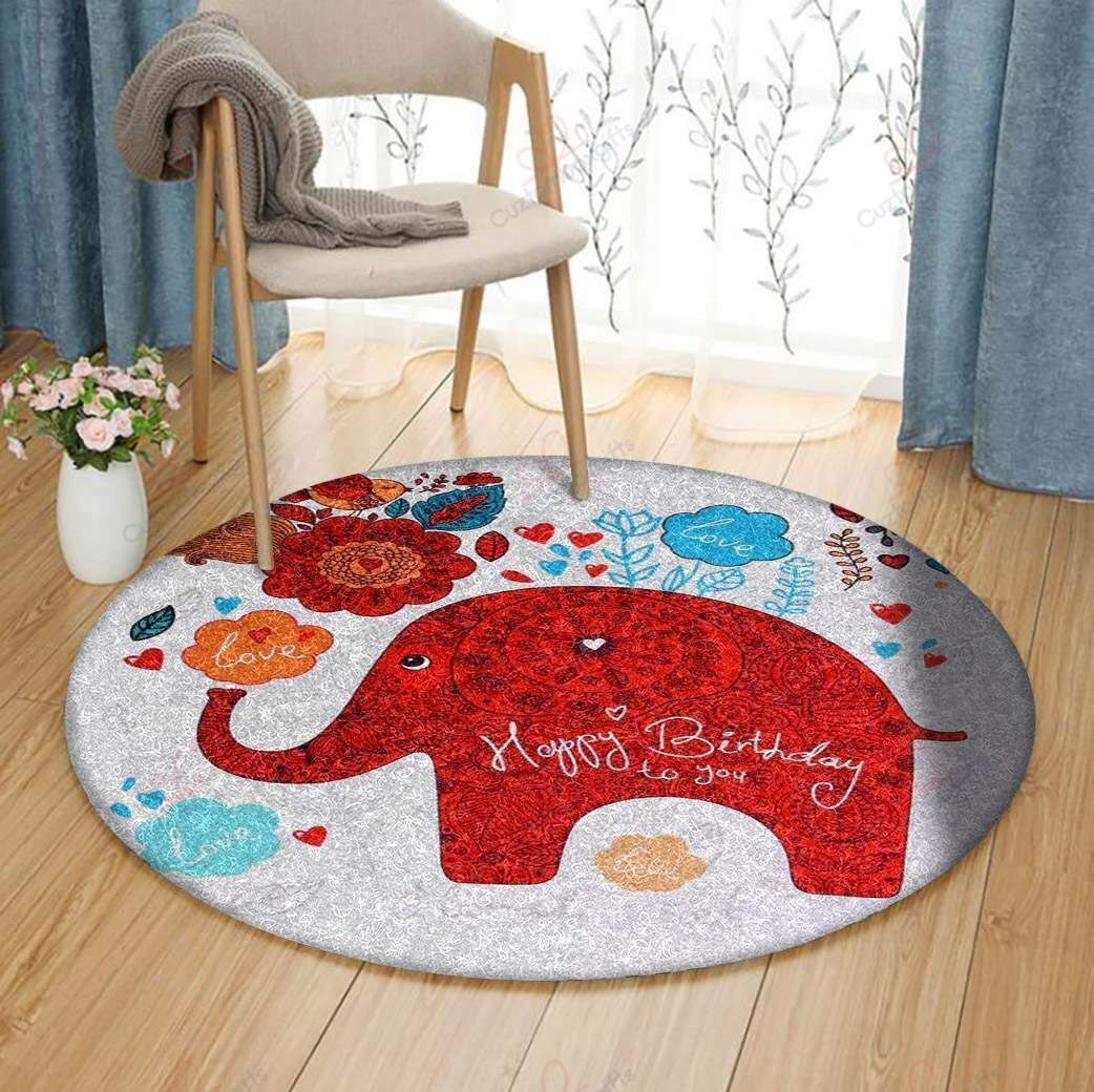 Love Elephant Round Carpet Floor Rug Living Room Bedroom Decor Round Area Rug Carpet Love Elephant Round Carpet Floor Rug Living Room Bedroom Decor Round Area Rug Carpet