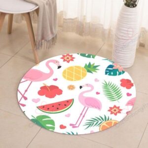 Love Fruit Round Flamingo Round Carpet Floor Rug Living Room Bedroom Decor Round Area Rug Carpet