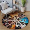 Love Guitar Round Carpet Floor Rug Living Room Bedroom Decor Round Area Rug Carpet