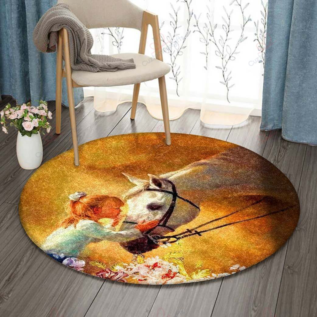Love Horse Round Carpet Floor Rug Living Room Bedroom Decor Round Area Rug Carpet Love Horse Round Carpet Floor Rug Living Room Bedroom Decor Round Area Rug Carpet