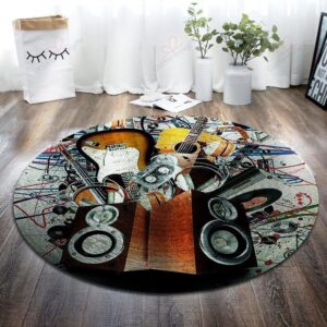 Love Music 3 Round Carpet Floor Rug Living Room Bedroom Decor Round Area Rug Carpet