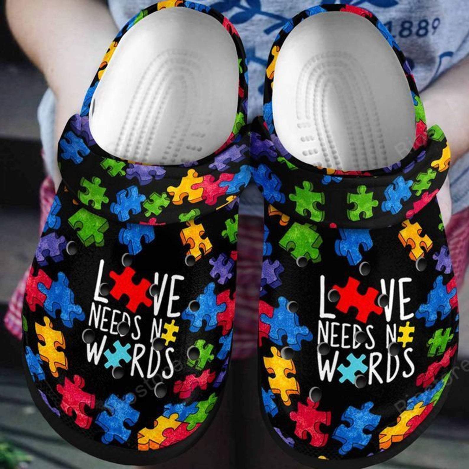 Love Need No Words Puzzle Crocs Clog Shoes – Autism Awareness Shoes Crocbland Clog Gifts For Boy Girl Love Need No Words Puzzle Crocs Clog Shoes – Autism Awareness Shoes Crocbland Clog Gifts For Boy Girl