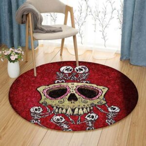 Love Of Skull Round Carpet Floor Rug Living Room Bedroom Decor Round Area Rug Carpet