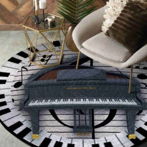 Love Piano Round Carpet Floor Rug Living Room Bedroom Decor Round Area Rug Carpet