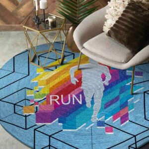 Love Running Round Carpet Floor Rug Living Room Bedroom Decor Round Area Rug Carpet