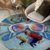Love Skiing Round Carpet Floor Rug Living Room Bedroom Decor Round Area Rug Carpet