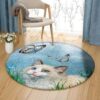 Lovely Cat Round Carpet Floor Rug Living Room Bedroom Decor Round Area Rug Carpet