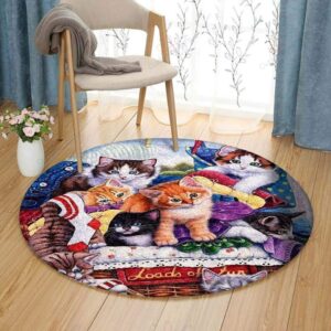 Lovely Cats 1 Round Carpet Floor Rug Living Room Bedroom Decor Round Area Rug Carpet
