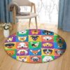 Lovely Dogs Round Carpet Floor Rug Living Room Bedroom Decor Round Area Rug Carpet