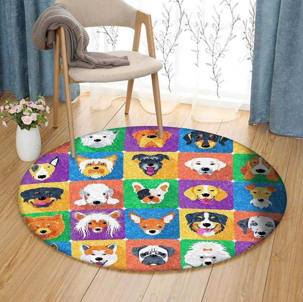 Lovely Dogs Round Carpet Floor Rug Living Room Bedroom Decor Round Area Rug Carpet Lovely Dogs Round Carpet Floor Rug Living Room Bedroom Decor Round Area Rug Carpet