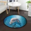 Lovely Dolphin Round Carpet Floor Rug Living Room Bedroom Decor Round Area Rug Carpet