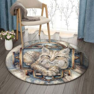 Lynx Round Carpet Floor Rug Living Room Bedroom Decor Round Area Rug Carpet