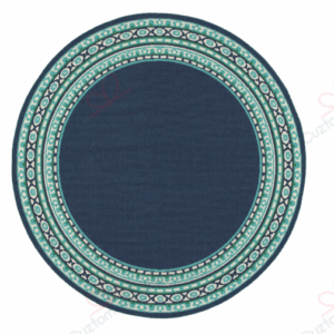 Madelina Border Navy And Green Round Carpet Floor Rug Living Room Bedroom Decor Round Area Rug Carpet