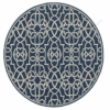Madelina Lattice Scrollwork Navy Round Carpet Floor Rug Living Room Bedroom Decor Round Area Rug Carpet