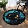 Magic Black Cat Round Carpet Floor Rug Living Room Bedroom Decor Round Area Rug Carpet