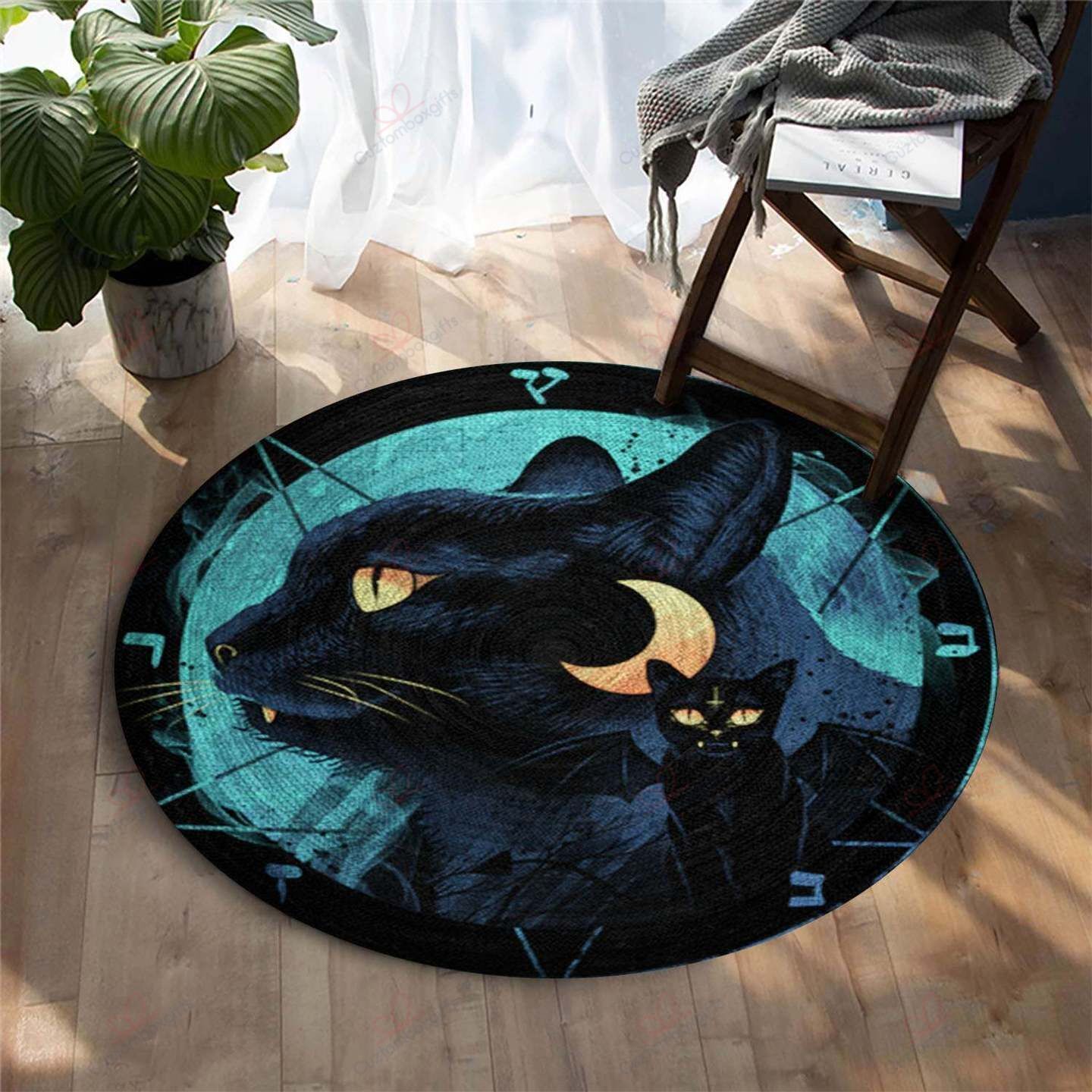 Magic Black Cat Round Carpet Floor Rug Living Room Bedroom Decor Round Area Rug Carpet Magic Black Cat Round Carpet Floor Rug Living Room Bedroom Decor Round Area Rug Carpet