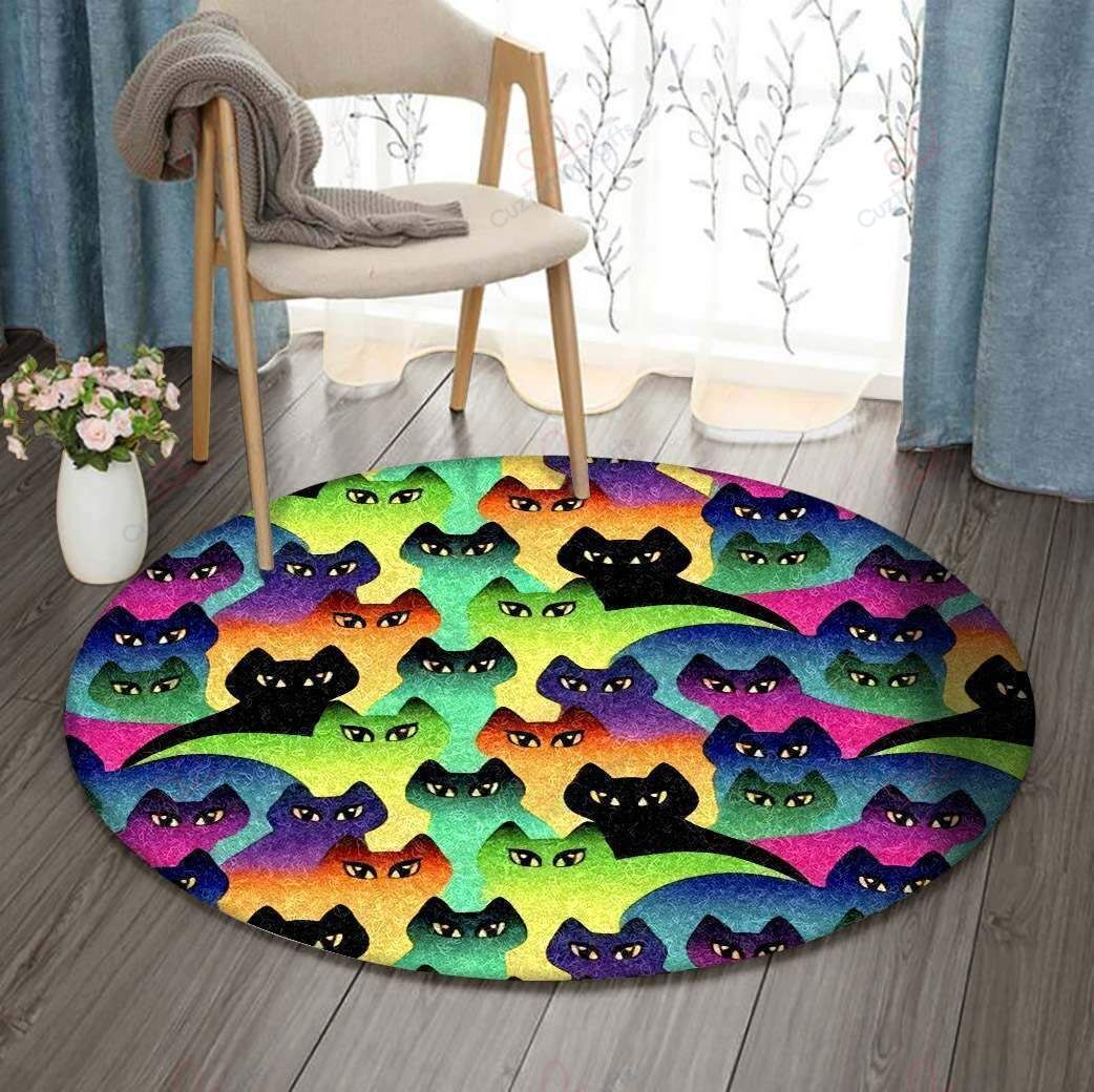 Magic Cat Round Carpet Floor Rug Living Room Bedroom Decor Round Area Rug Carpet Magic Cat Round Carpet Floor Rug Living Room Bedroom Decor Round Area Rug Carpet