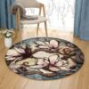 Magnolia Branch Round Carpet Floor Rug Living Room Bedroom Decor Round Area Rug Carpet