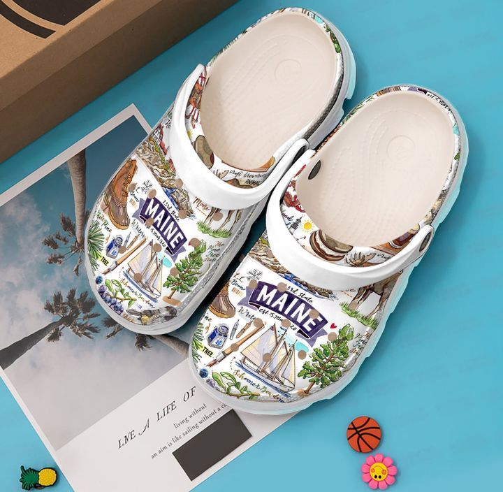 Maine State Pride Sku 1564 Crocs Crocband Clog Comfortable For Mens Womens Classic Clog Water Shoes Maine State Pride Sku 1564 Crocs Crocband Clog Comfortable For Mens Womens Classic Clog Water Shoes