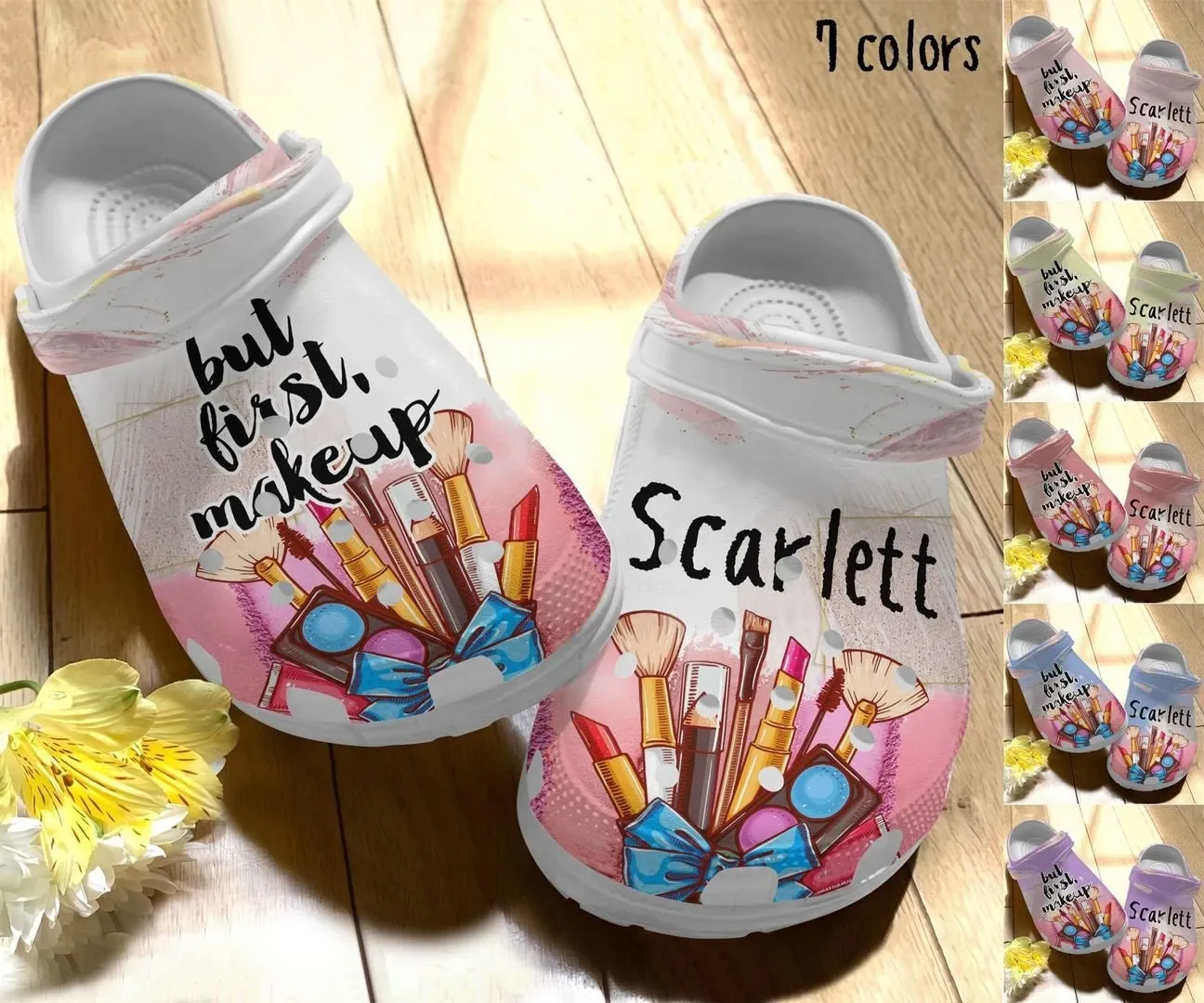 Makeup Personalize Clog Custom Crocs Fashionstyle Comfortable For Women Men Kid Print 3D But First Makeup Makeup Personalize Clog Custom Crocs Fashionstyle Comfortable For Women Men Kid Print 3D But First Makeup