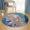 Manatees Round Carpet Floor Rug Living Room Bedroom Decor Round Area Rug Carpet